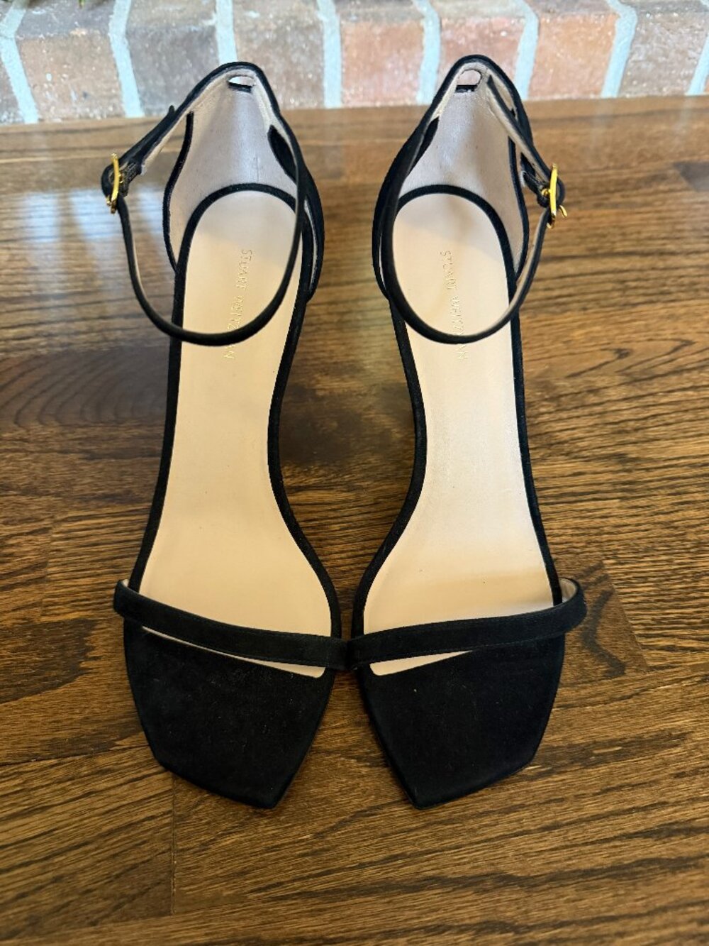 Stuart Weitzman Nudist Collection Black Suede Stiletto Sandal Heels 9.5 40 EU